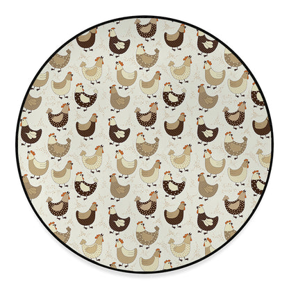 Cute Chicken Pattern Print Round Floor Mat