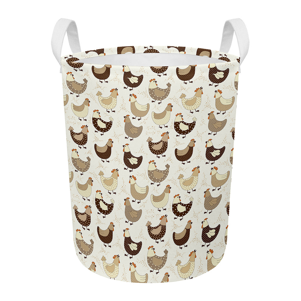 Cute Chicken Pattern Print Round Laundry Basket