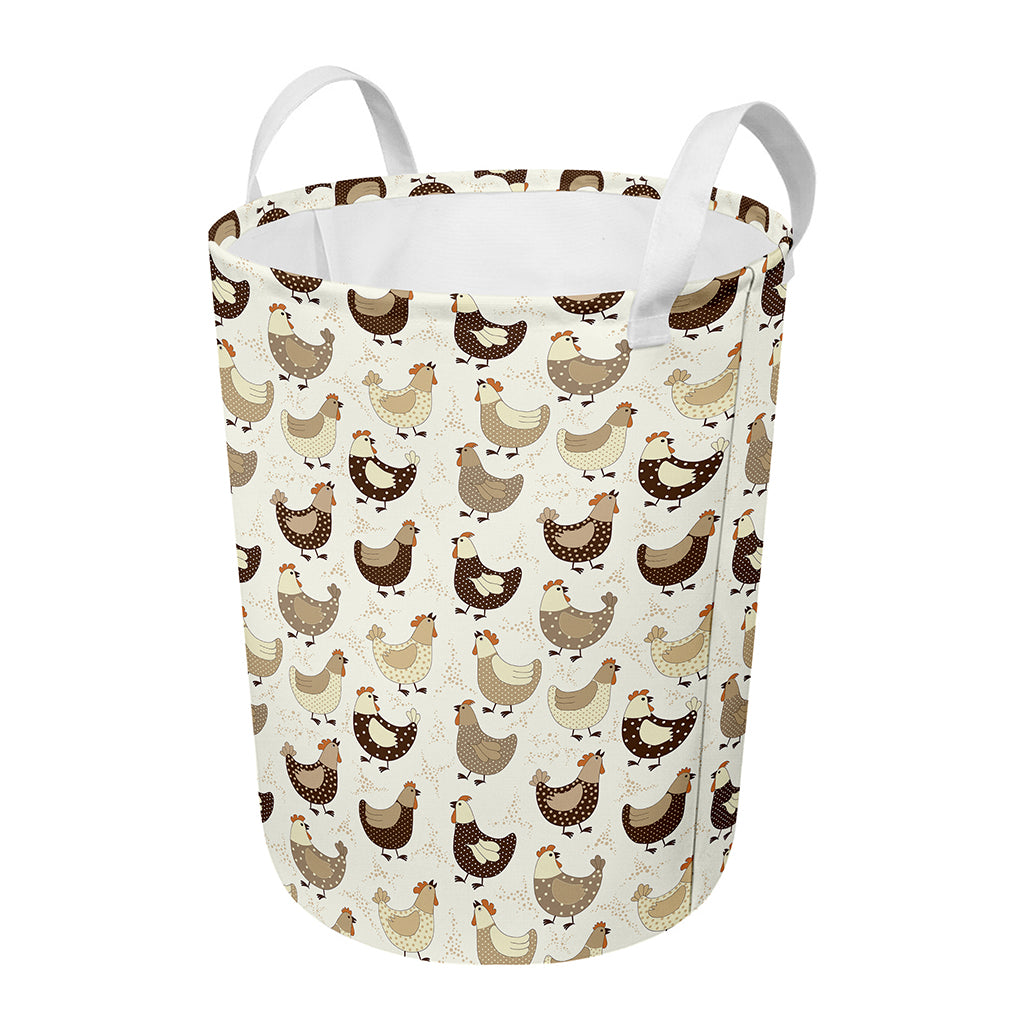 Cute Chicken Pattern Print Round Laundry Basket