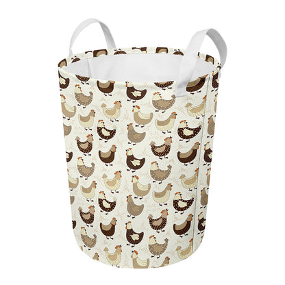Cute Chicken Pattern Print Round Laundry Basket