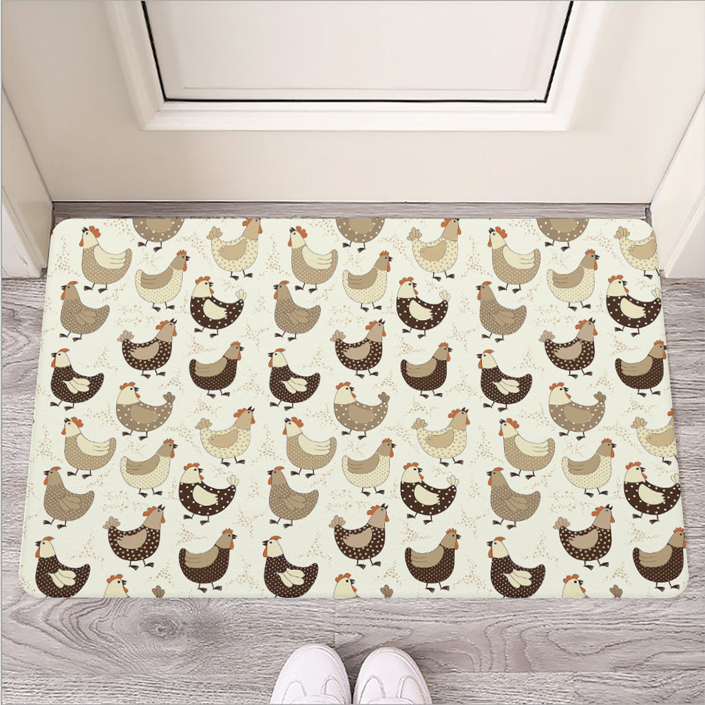 Cute Chicken Pattern Print Rubber Doormat