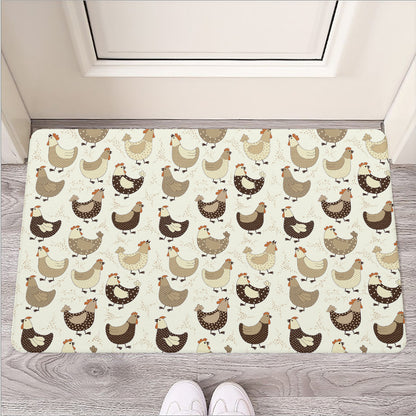 Cute Chicken Pattern Print Rubber Doormat
