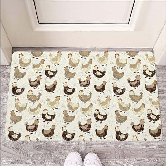 Cute Chicken Pattern Print Rubber Doormat
