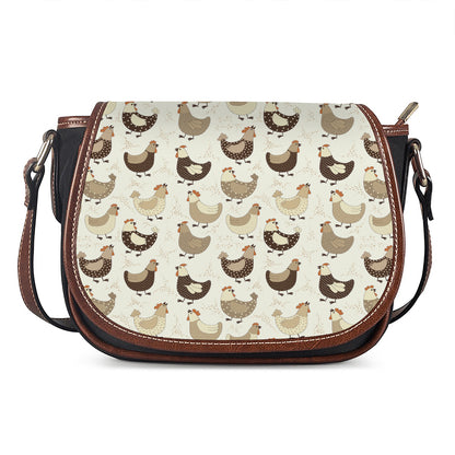 Cute Chicken Pattern Print Saddle Bag