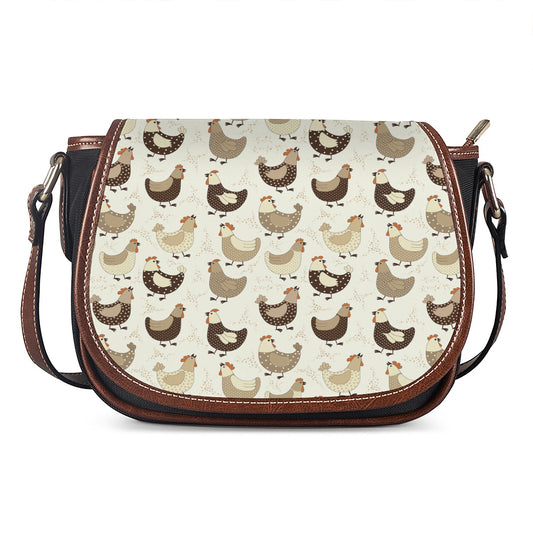 Cute Chicken Pattern Print Saddle Bag