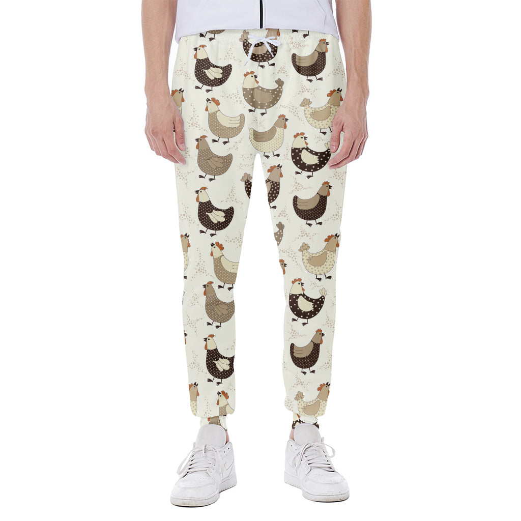 Cute Chicken Pattern Print Scuba Joggers