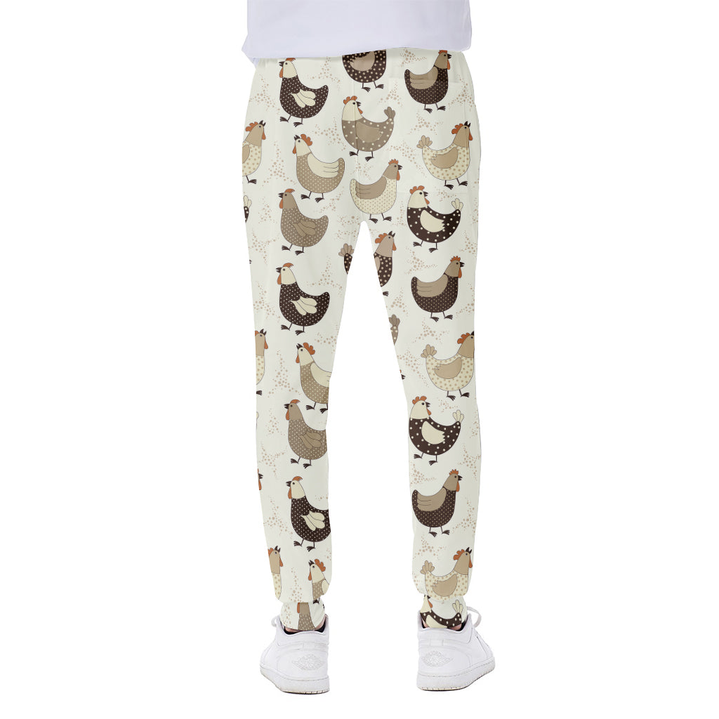 Cute Chicken Pattern Print Scuba Joggers