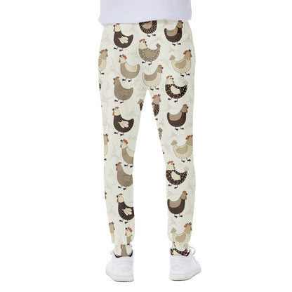 Cute Chicken Pattern Print Scuba Joggers