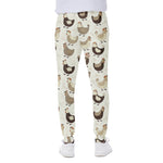 Cute Chicken Pattern Print Scuba Joggers