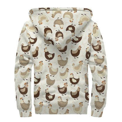 Cute Chicken Pattern Print Sherpa Lined Zip Up Hoodie
