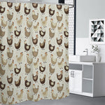 Cute Chicken Pattern Print Shower Curtain