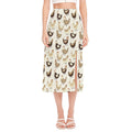 Cute Chicken Pattern Print Side Slit Midi Skirt