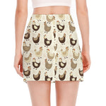 Cute Chicken Pattern Print Side Slit Mini Skirt