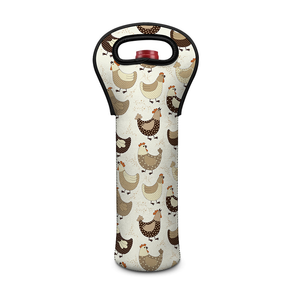 Cute Chicken Pattern Print Single Neoprene Wine Tote