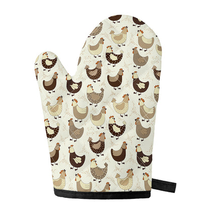 Cute Chicken Pattern Print Single Oven Mitt