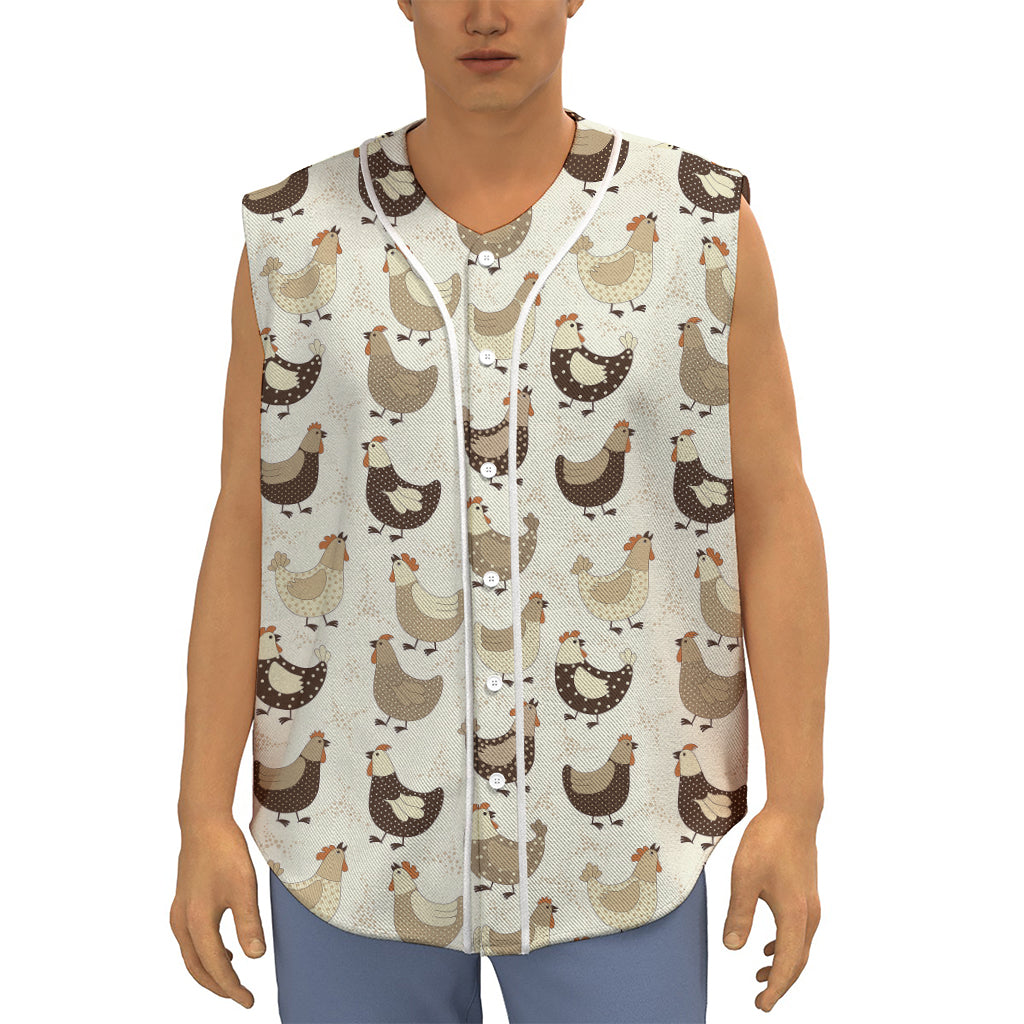 Cute Chicken Pattern Print Sleeveless Baseball Jersey