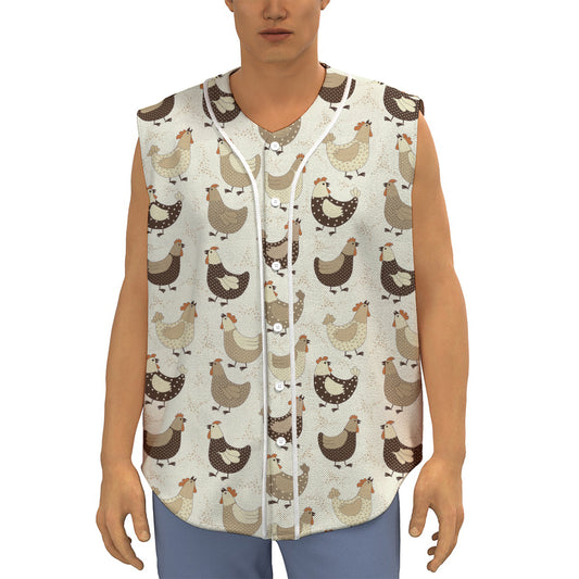 Cute Chicken Pattern Print Sleeveless Baseball Jersey