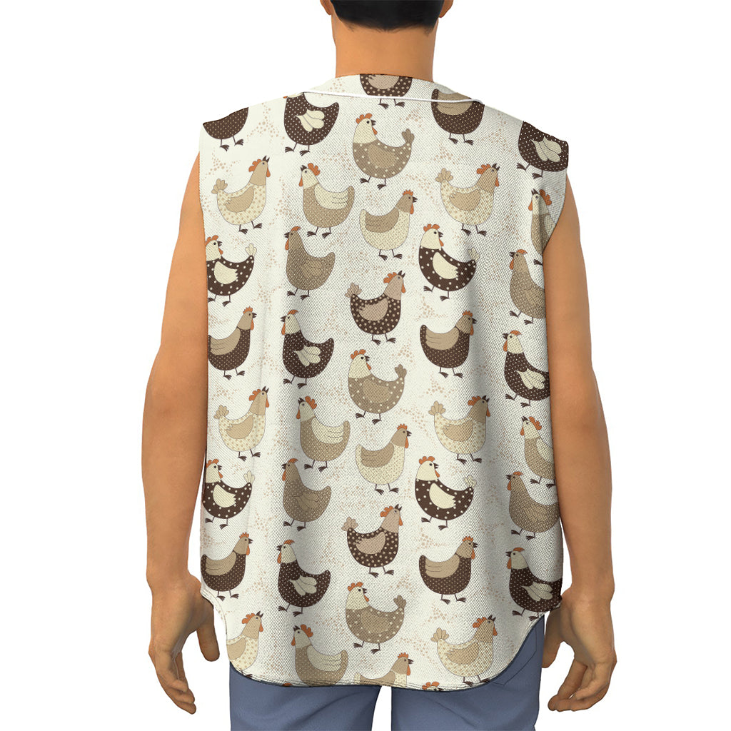 Cute Chicken Pattern Print Sleeveless Baseball Jersey