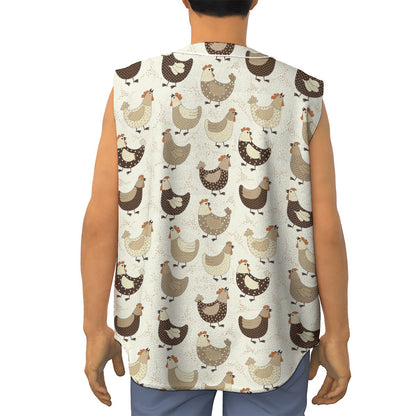 Cute Chicken Pattern Print Sleeveless Baseball Jersey