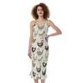 Cute Chicken Pattern Print Slim Fit Midi Cami Dress