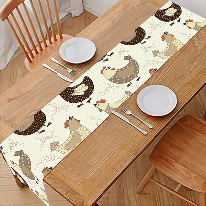 Cute Chicken Pattern Print Table Runner