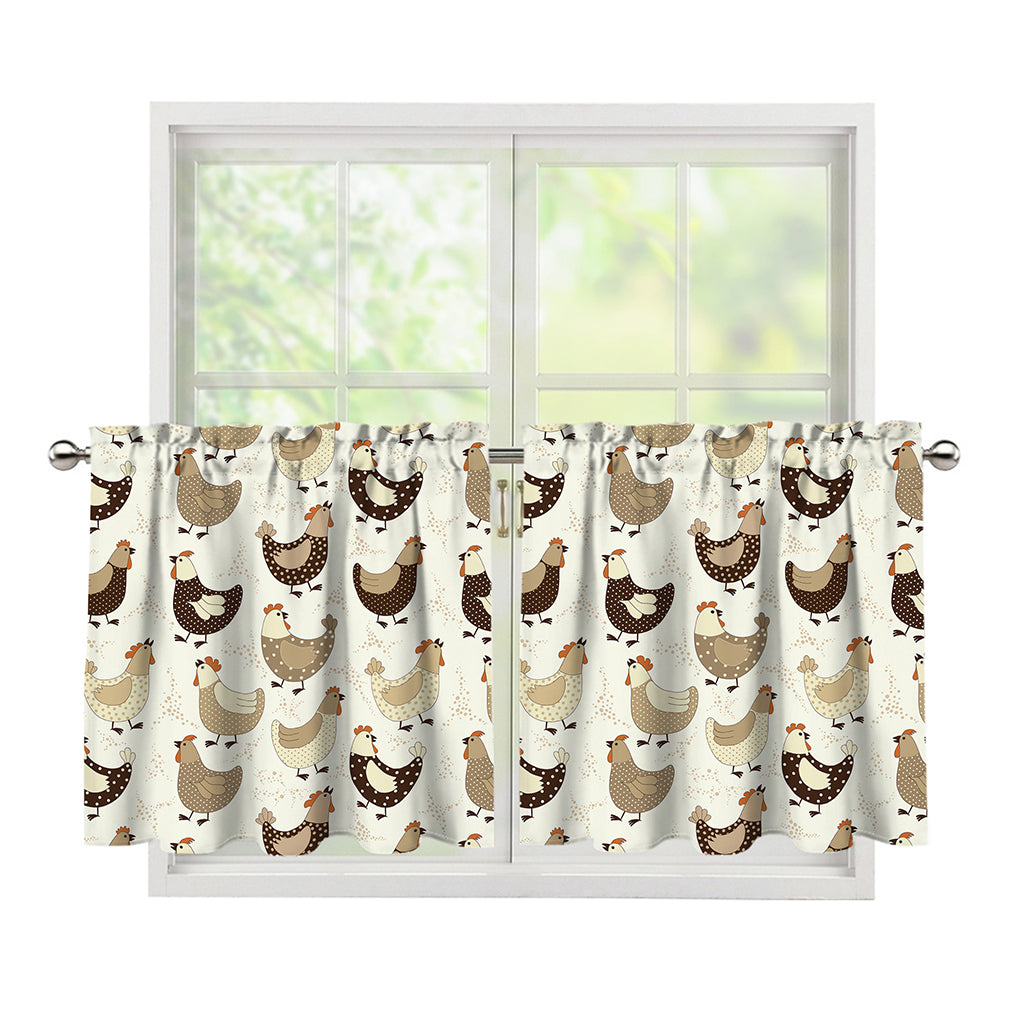 Cute Chicken Pattern Print Tier Curtains