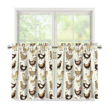 Cute Chicken Pattern Print Tier Curtains