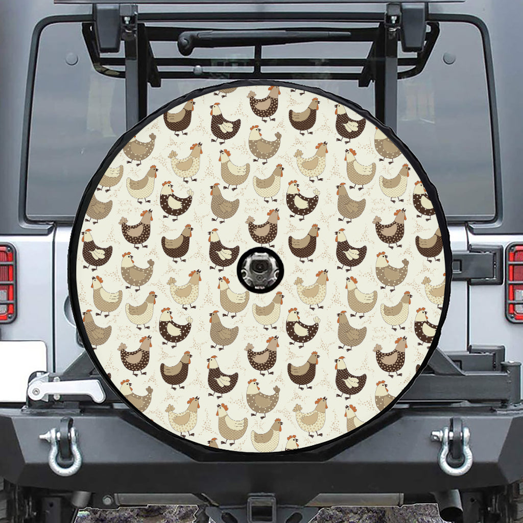 Cute Chicken Pattern Print Tire Cover With Camera Hole