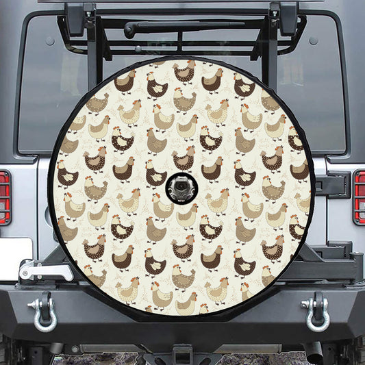 Cute Chicken Pattern Print Tire Cover With Camera Hole