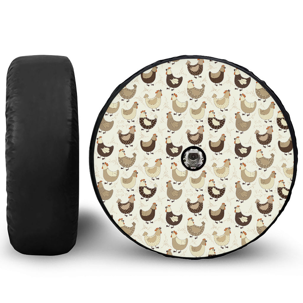 Cute Chicken Pattern Print Tire Cover With Camera Hole