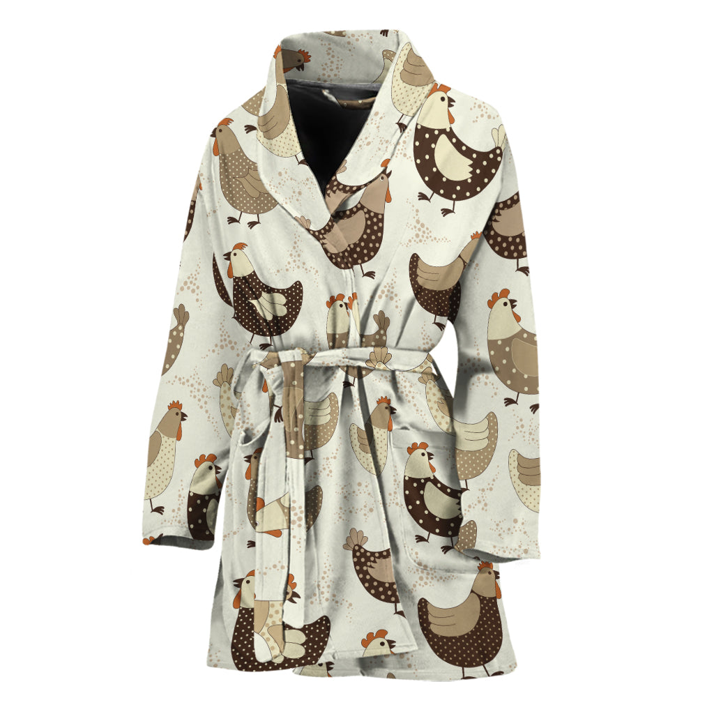 Cute Chicken Pattern Print Women's Bathrobe