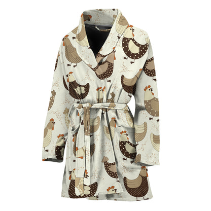 Cute Chicken Pattern Print Women's Bathrobe