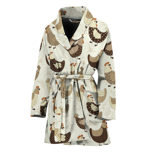 Cute Chicken Pattern Print Women's Bathrobe