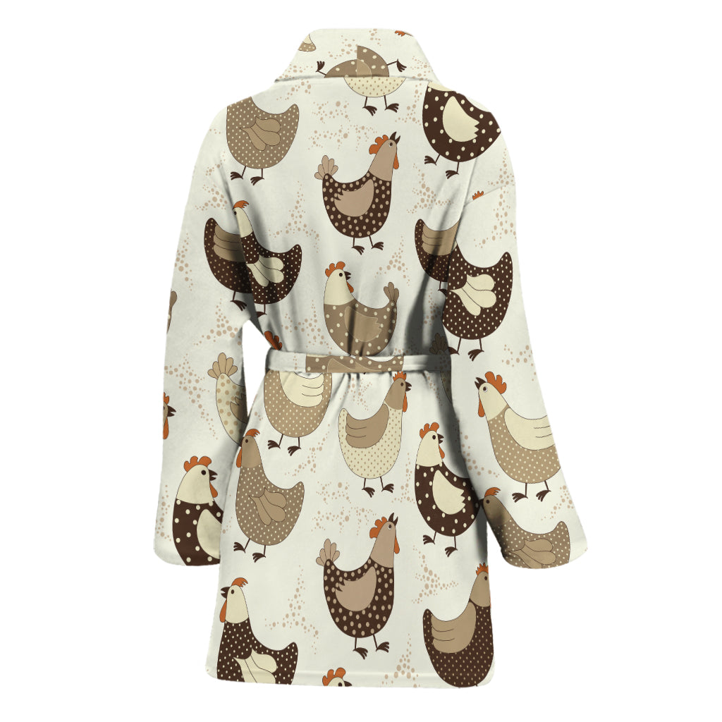 Cute Chicken Pattern Print Women's Bathrobe