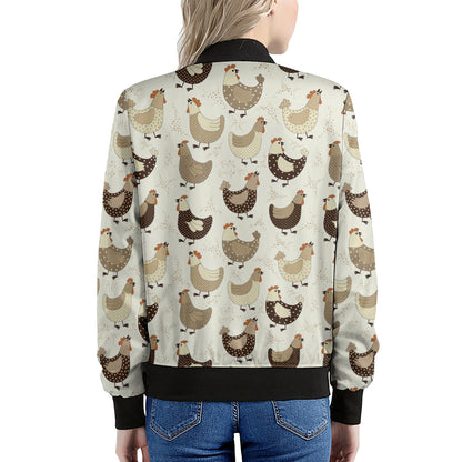Cute Chicken Pattern Print Women's Bomber Jacket