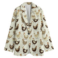 Cute Chicken Pattern Print Women's Cotton Blazer