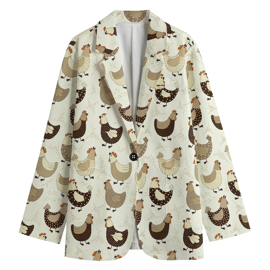 Cute Chicken Pattern Print Women's Cotton Blazer