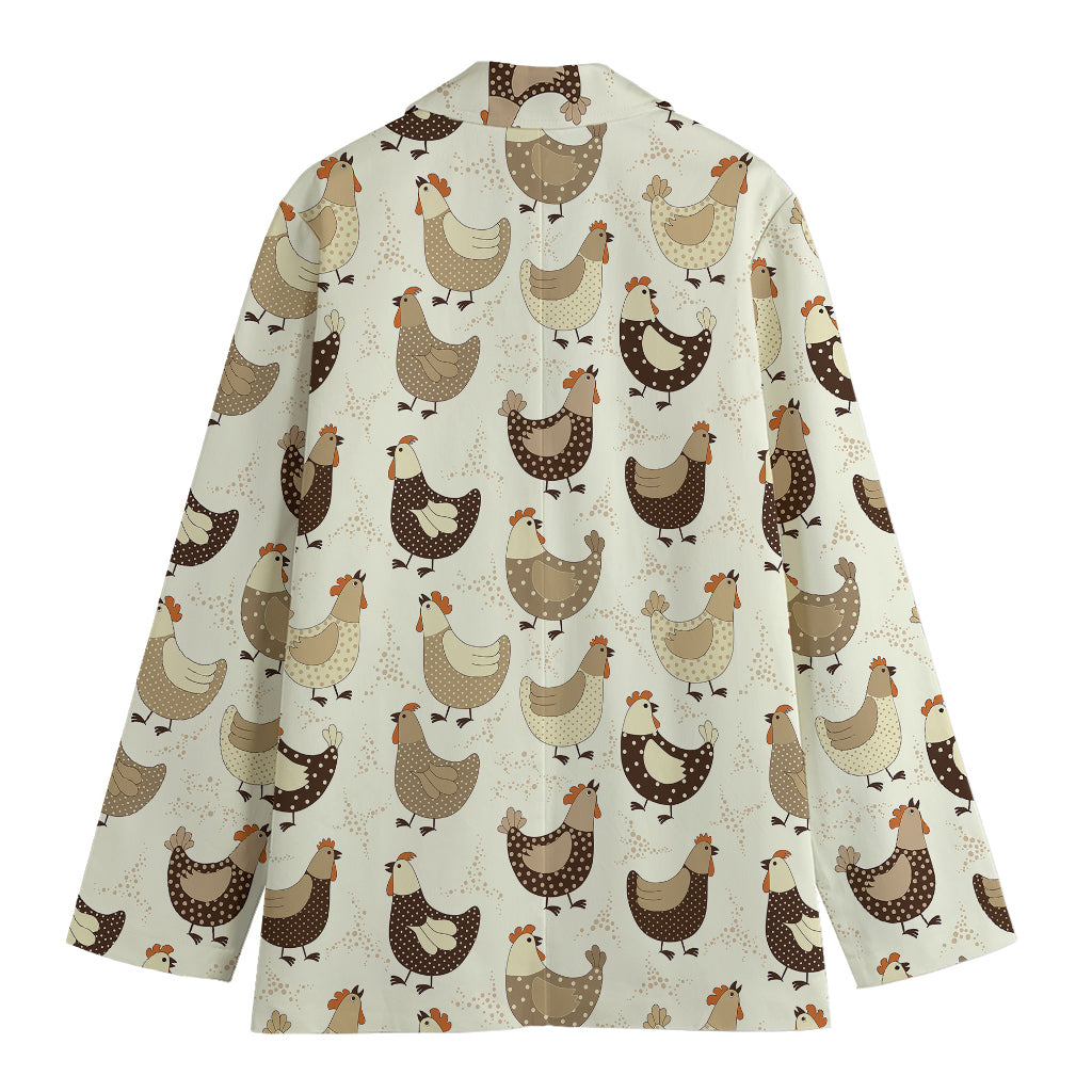 Cute Chicken Pattern Print Women's Cotton Blazer