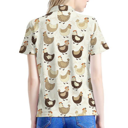 Cute Chicken Pattern Print Women's Polo Shirt