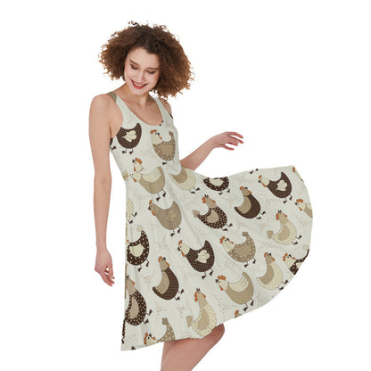 Cute Chicken Pattern Print Women's Sleeveless Dress