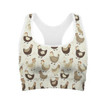 Cute Chicken Pattern Print Women's Sports Bra