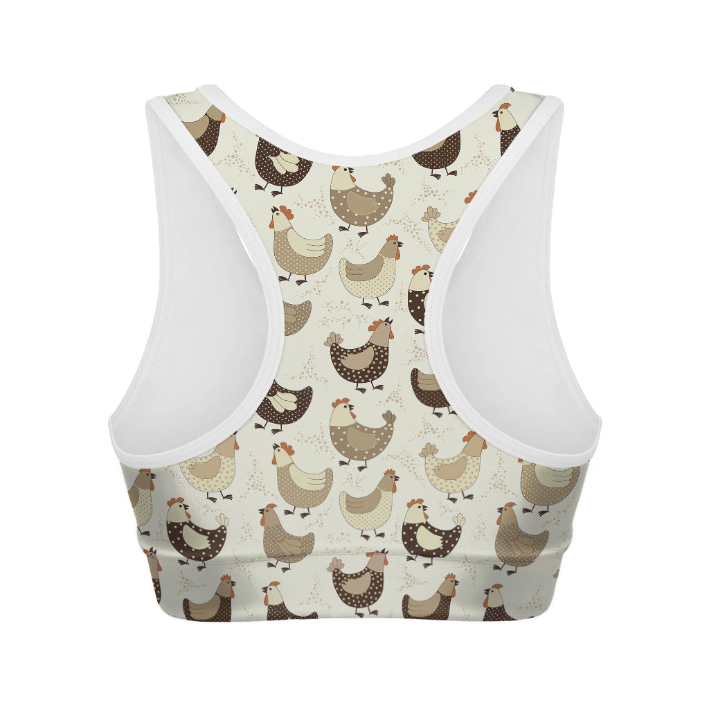 Cute Chicken Pattern Print Women's Sports Bra
