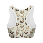 Cute Chicken Pattern Print Women's Sports Bra