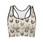 Cute Chicken Pattern Print Women's Sports Bra
