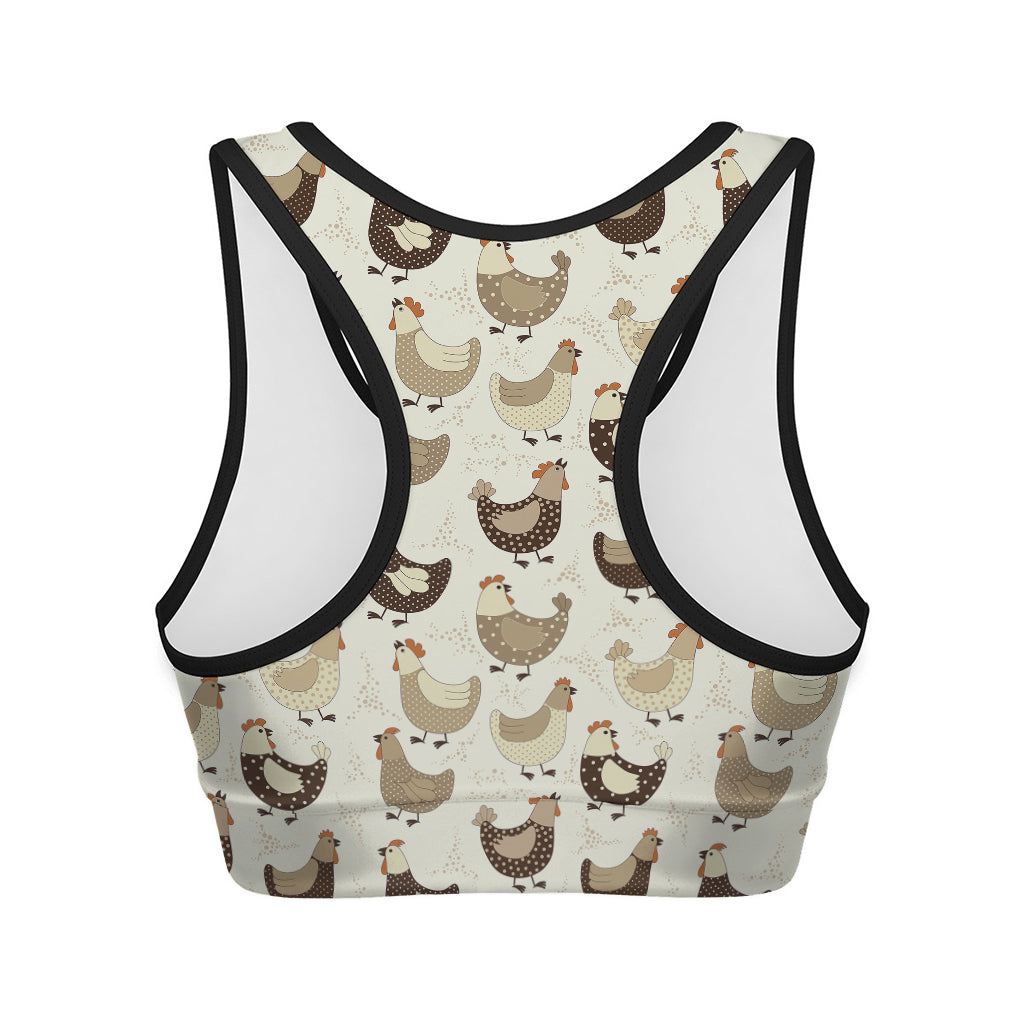 Cute Chicken Pattern Print Women's Sports Bra