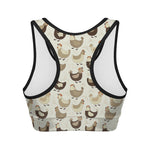 Cute Chicken Pattern Print Women's Sports Bra