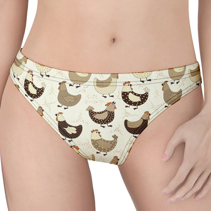 Cute Chicken Pattern Print Women's Thong