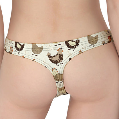 Cute Chicken Pattern Print Women's Thong
