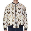 Cute Chicken Pattern Print Zip Sleeve Bomber Jacket