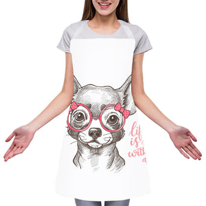 Cute Chihuahua With Glasses Print Adjustable Apron